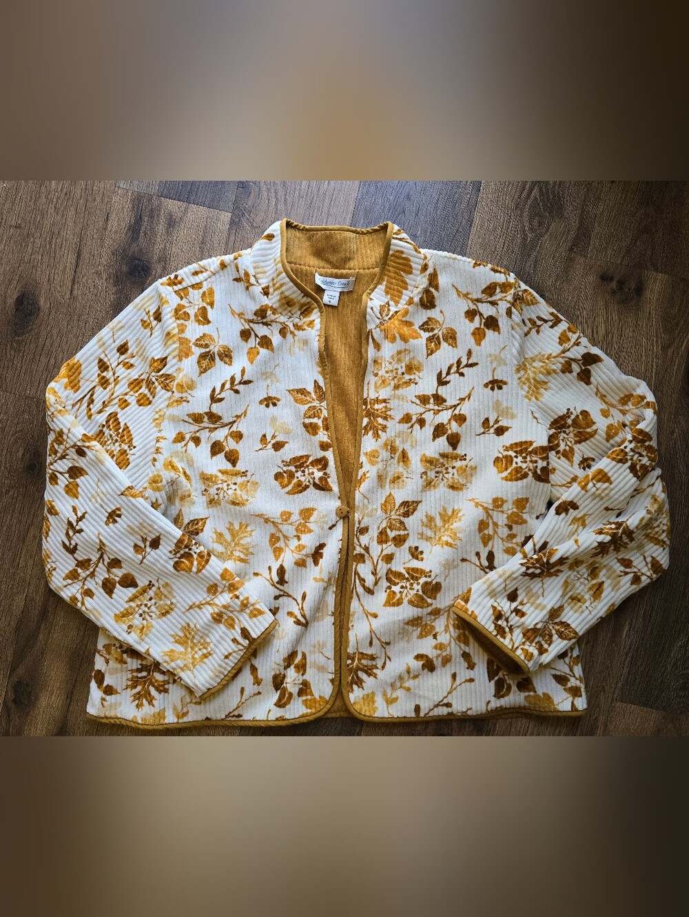 Coldwater Creek Reversable Jacket with Mustard Floral Print